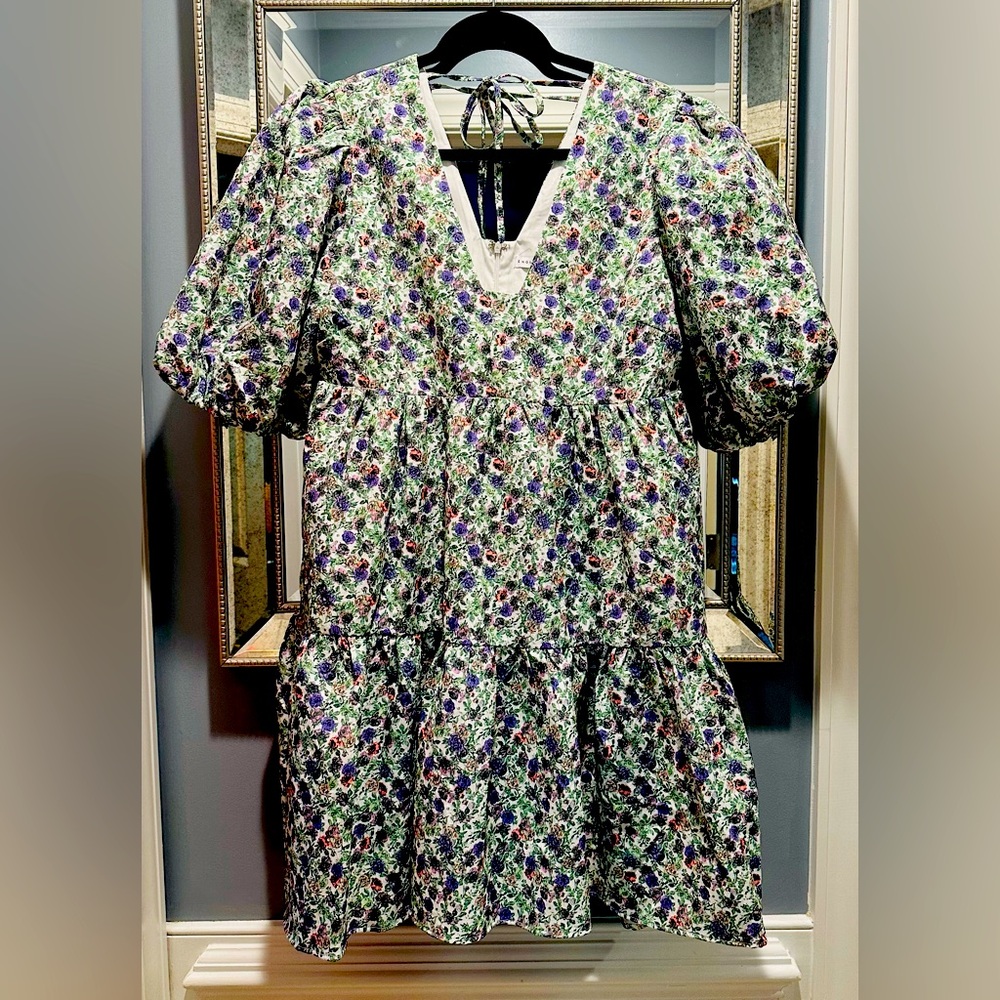 English Factory floral mini dress. New with tags. Beautiful open back.
